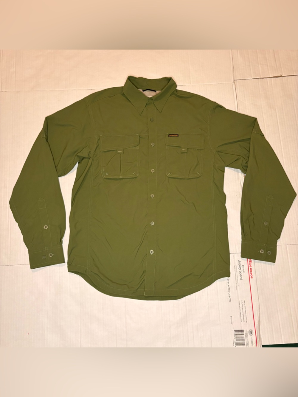 Columbia Titanium Omni Dry Mesh Lined Fishing Shirt Green Men's M Long Sleeve